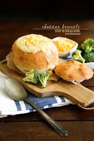 Cheddar Broccoli Soup In Bread Bowl The Little Epicurean Recipe Broccoli Cheddar Soup Broccoli Cheddar Bread Bowls