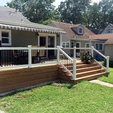 Weatherables Vilano 3 Ft X H 6 Ft W Vinyl White Stair Railing Kit Wwr Thdva36 S6s The Home Depot Patio Deck Designs Decks Backyard Deck Designs Backyard