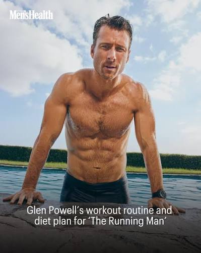 For his upcoming remake of 'The Running Man', #GlenPowell wanted to look the  part and move like it. His training focused on developing a lean,  functional physique. Hit the link in bio
