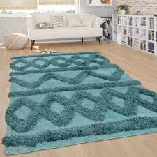 Teppiche für ihr wohnzimmer finden! Shaggy Teppich Hochflor Langflor Teppich Wohnzimmer Teppich Gemustert In Uni Design Turkis Grosse 60x110 Cm Baustoffe Teppiche