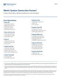 Hectarul (abreviat ha) este o unitate de măsură a suprafeței. Metric System Conversion Factors1 Edis
