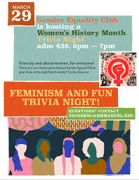 We're entering women's history month with some movie suggestions: Women S History Month Trivia Night Emmanuel College
