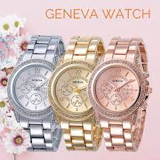 Women fashion geneva roman numerals faux leather band analog quartz wrist watch. Geneva Stainless Steel Watch Shukransale