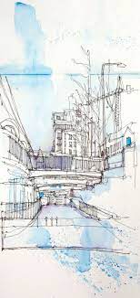 Deansgate Locks Urban Sketching Watercolor Architecture Architecture Drawing