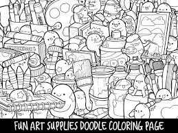 New free coloring pages stay creative at home with our latest. Art Supplies Doodle Coloring Page Printable Cute Kawaii Etsy