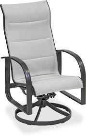 Outdoor Patio Ibiza Glimmer Grey Aluminum And Augustine Alloy Padded Sling Swivel Rocker 6395223 Outdoor Patio Chairs Outdoor Wicker Outdoor Chairs