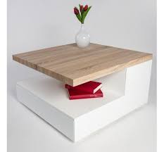 Table Basse Design Blanche Laquee Et Bois De Chene Elena Table Basse Blanche Et Bois Table Basse Table Basse Blanche Laque
