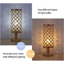 Haitral Crystal Bedside Table Lamps Modern Gold Nightstand Desk Lamp With Beads Lampshade Metal Base Stylish Bedside Lam Bedside Lamp Modern Lamp Bedside Lamp