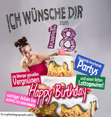Gluckwunsche Geburtstagskarte 18 Geburtstag Mit Torte Geburtstagsspruche Welt