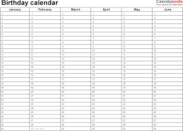 Birthday Calendars Free Printable Microsoft Word Templates