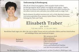 Hier finden sie aktuelle traueranzeigen und todesanzeigen. Traueranzeige Elisabeth Traber Geb Knoll Sudkurier Trauerportal