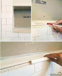Usually around 3 wide and the length of the field tile, a bullnose piece has a convex radius on one side and can be used in a variety of applications: Bathroom Renovation Tiling The Shower From Bathtub To Walk In Shower Remodelando La Casa