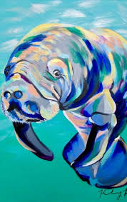 Easy Acrylic Painting Ideas For Beginners Animal Paintings Acrylic Manatee Art Simple Acrylic Paintings