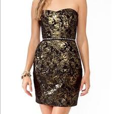 Hp Black Gold Foil Dress Dresses Fashion Tube Dress