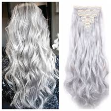 Platinum Silver Clip In Hair Extensions 24 Wavy Hair 180g Remy Human Hair Hair Extensions Silver Hair Extensions Clip In Hair Extensions Grey Hair Extensions
