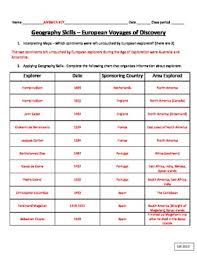 exploration geography skills european voyages of discovery chart and map