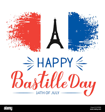 Happy Bastille Day Calligraphy lettering with grunge tricolor flag of  France and Eiffel tower. French national holiday celebration. Vector  template fo Stock Vector Image & Art - Alamy