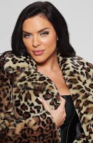 GUESS Denise Leopard Print Faux Fur Coat in Brown