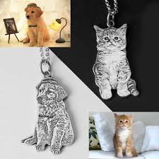 Pet portrait is forever preserved in a precious silver pendant and wear it close to your heart. Personalized Pet Necklace Personalized Photo Necklace Engrave Photo Keepsake Cat And Dog Necklace Photo Pendant Pet