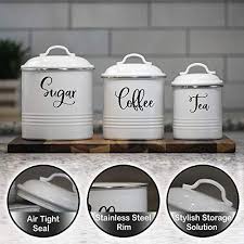 Marie kondo cloud white ceramic bulk canisters. Home Acre Designs Collection Canister Sets For Kitchen Counter Farmhouse Kitchen Decor Rustic Kitchen Canisters Set Of 3 Farmhouse Canisters Sets Kitchen White Airtight Food Storage Coffee S Walmart Com Walmart Com