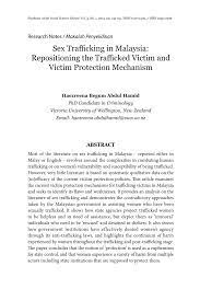 The gcm's 10th objective also calls for specific measures to prevent and combat trafficking in. Pdf Overview Of Sex Trafficking In Malaysia Re Positioning The Trafficked Victim
