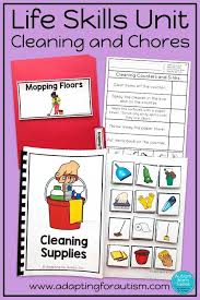 Life Skills Activities For Teaching Cleaning And Chores Adapting For Autism Work Tasks For Your Special Education Classroom Life Skills Activities Teaching Life Skills Life Skills Classroom