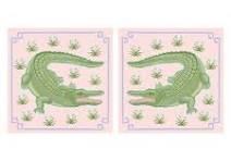 Two Art Prints Chinoiserie Alligators // Grandmillennial // Preppy