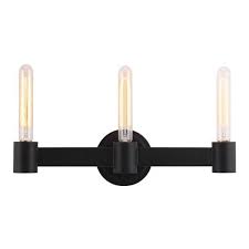 The matte black vanity light by aipsun is the definition of the modern, contemporary luxury design of home led vanity bar lighting. Eglo Broyles 18 5 In 3 Light Matte Black Vanity Light 204555a The Home Depot Black Vanity Light Eglo Vanity Lighting