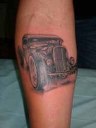 Sensitive touch tattooing ed roth style studio: Nice Old Retro Car Tattoo On Leg Tattooimages Biz