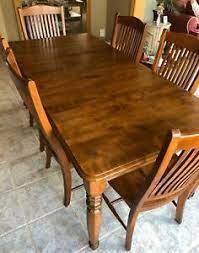 Traditional real solid wooden dining table and 4 chairs set kitchen family home. Dining Room Or Kitchen Table Set Canadel Solid Birch Wood Made In Canada Ebay
