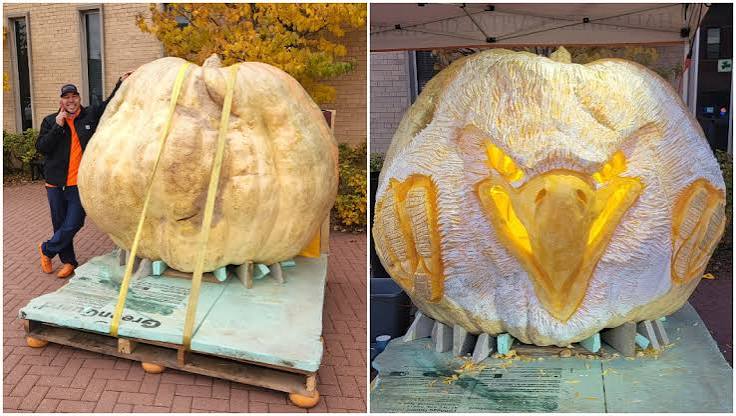 Heaviest jack o'lantern carved from pumpkin weighing 2,560 pounds | Guinness World Records