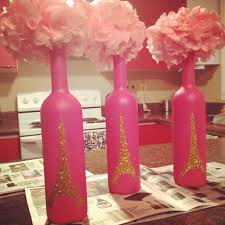 These diy centerpieces and french style table decorations are just the thing to inspire you for what a perfect time of year for a festive party! Paris Theme Pink Wine Bottle Gold Eiffel Tower Mini Tissue Paper Pouff Topper Paris Theme Party Paris Themed Birthday Party Paris Theme Party Decorations