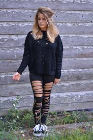 Black leggings are a closet staple because they are comfortable, warm, and easy to pair with almost anything. Diy Halloween Costume Zombie Lipstick Heels And A Baby