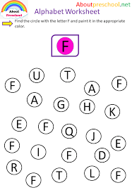 Huge selection of free printable alphabet letter activities, games, worksheets, . Alphabet Worksheet F About Preschool