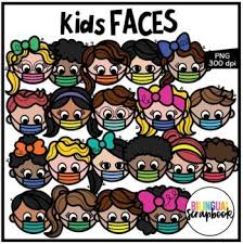 Kids With Masks Clipart Freebie Bilingual Scrapbook In 2020 Clip Art Freebies Elementary Learning I Love School