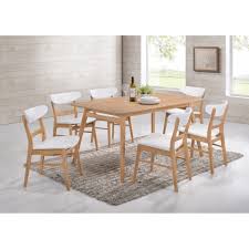 Emerald Home Simplicity White And Light Oak Dining Chair With Vinyl Upholstered Seat And Curved Back Set Of Upholstered Seating Oak Dining Chairs Dining Chairs