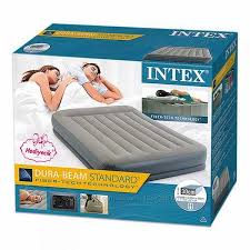 Outdoor Sisme Yataklar Intex Intex 64118 Elektrikli Baslikli Cift Kisilik Sisme Yatak Fiber Tech Yatak 152x203x30 Cm