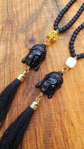 Long Beaded Buddha Tassel Necklace Buddha Necklace With Tassel Black Buddha Tassel Necklace Buddha Pendant Necklace Tassel Necklace Long Beaded Necklace