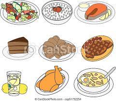 Food icon png online on artage catalog. Food Icons Colour Soup Steak Fish Pastries Dessert Drink Oatmeal Canstock