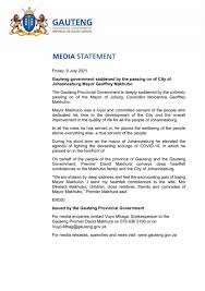 A statement from mayor geoffrey makhubo's office said he was taking the precautionary measure until the results of his test are known. 3zjyevw42a1rm