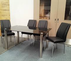 Glass dining tables sets' 6 with extending. Furniture Place Melody Dining Table Black Glass 1 5x0 9m With 4 Black Leo Dining Chair