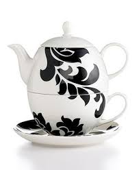 Black And White Teapot Set Martha Stewart Collection Dinnerware Lisbon Black Tea Set For One Serveware Dining Entertaining Macy S Tea Pots Tea Tea Set