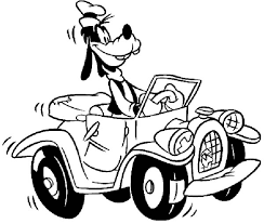 Free cartoon style coloring sheets of lightning mcqueen, sally, rusty, tow mater, luigi and sheriff. Goofy Is Driving His Car Coloring Page Netart Car Coloring Page Car Coloring Pages Car Coloring