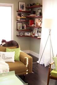 This living room bookshelf design graphic has 10 dominated colors, which include uniform grey, swing sage, tinny tin, steel, kettleman, black cat, thamar black, le corbusier crush, carmine rose, cherry pink. Brilliant Corner Shelves Ideas 08 Living Room Corner Corner Decor Corner Shelves