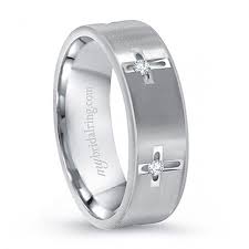14k Multi Stone White Gold Cross Christian Wedding Ring Christian Wedding Rings Mens Wedding Rings Mens Wedding Bands