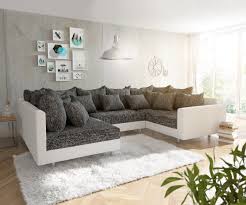 Couch Clovis Weiss Schwarz Mit Armlehne Wohnlandschaft