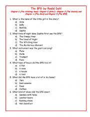 A good world book day activity for schoolchildren. Roald Dahl Bfg Multi Choice Questions Esl Worksheet By Nicoleborwick