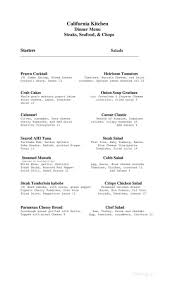menu of california kitchen placerville ca