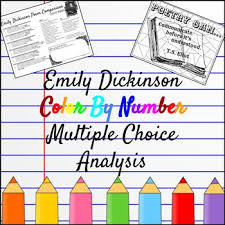 Emily Dickinson Color By Number Multiple Choice Poem Analysis Poem Analysis Dickinson Multiple Choice