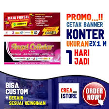 Jual spanduk banner konter pulsa ukuran 50cm x 100cm kota kediri exnow design tokopedia. Banner Ukuran 2x1